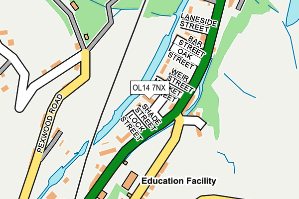 OL14 7NX map - OS OpenMap – Local (Ordnance Survey) OL14 7NX map - OS OpenMap – Local (Ordnance Survey)