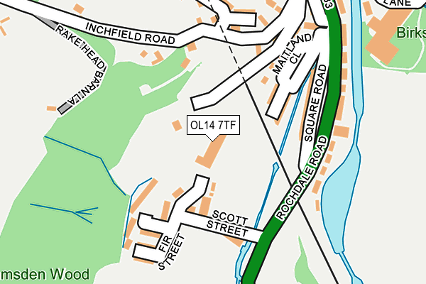 OL14 7TF map - OS OpenMap – Local (Ordnance Survey) OL14 7TF map - OS OpenMap – Local (Ordnance Survey)