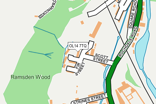 OL14 7TQ map - OS OpenMap – Local (Ordnance Survey)