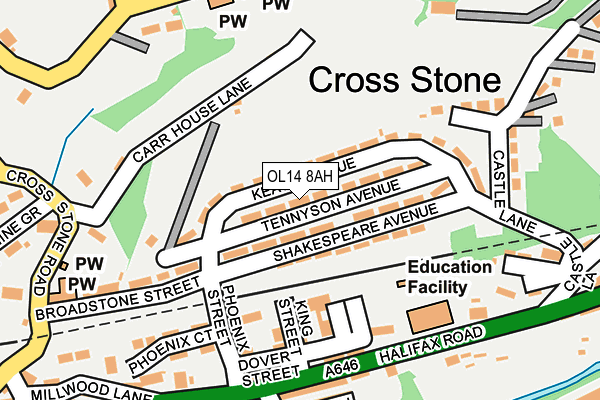 OL14 8AH map - OS OpenMap – Local (Ordnance Survey) OL14 8AH map - OS OpenMap – Local (Ordnance Survey)