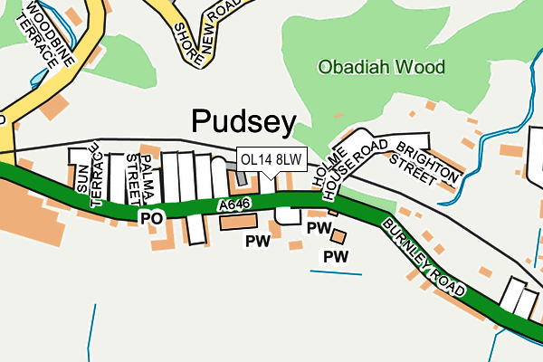 OL14 8LW map - OS OpenMap – Local (Ordnance Survey) OL14 8LW map - OS OpenMap – Local (Ordnance Survey)