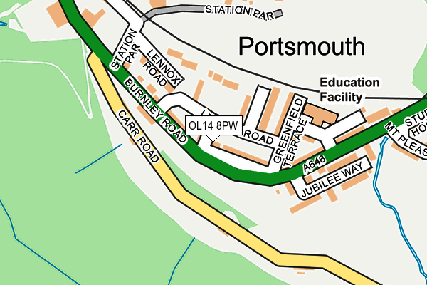 OL14 8PW map - OS OpenMap – Local (Ordnance Survey) OL14 8PW map - OS OpenMap – Local (Ordnance Survey)