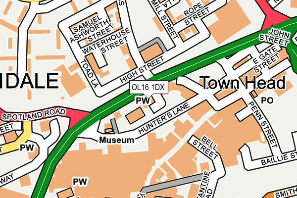OL16 1DX map - OS OpenMap – Local (Ordnance Survey) OL16 1DX map - OS OpenMap – Local (Ordnance Survey)