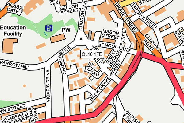 OL16 1FE map - OS OpenMap – Local (Ordnance Survey) OL16 1FE map - OS OpenMap – Local (Ordnance Survey)