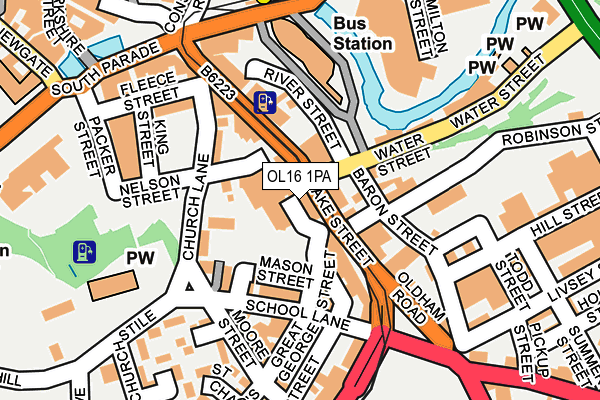 OL16 1PA map - OS OpenMap – Local (Ordnance Survey)