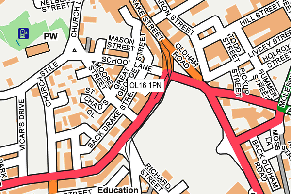OL16 1PN map - OS OpenMap – Local (Ordnance Survey) OL16 1PN map - OS OpenMap – Local (Ordnance Survey)