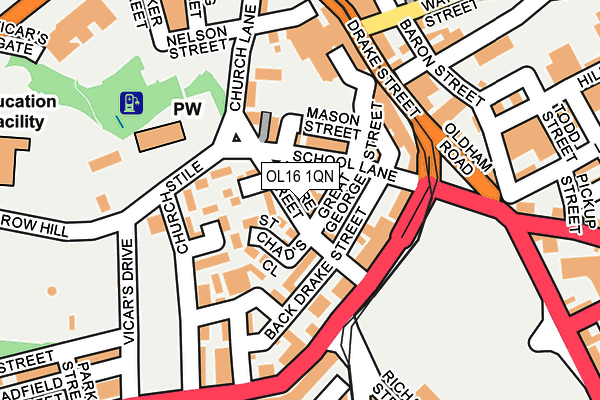OL16 1QN map - OS OpenMap – Local (Ordnance Survey) OL16 1QN map - OS OpenMap – Local (Ordnance Survey)