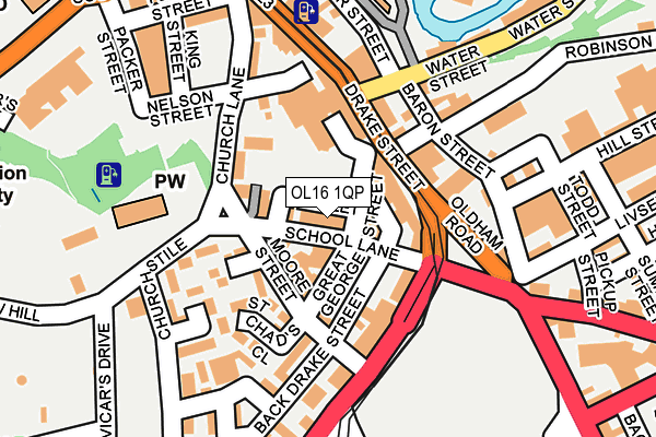 OL16 1QP map - OS OpenMap – Local (Ordnance Survey) OL16 1QP map - OS OpenMap – Local (Ordnance Survey)