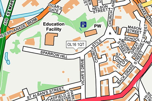 OL16 1QT map - OS OpenMap – Local (Ordnance Survey) OL16 1QT map - OS OpenMap – Local (Ordnance Survey)