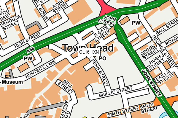 OL16 1XN map - OS OpenMap – Local (Ordnance Survey) OL16 1XN map - OS OpenMap – Local (Ordnance Survey)
