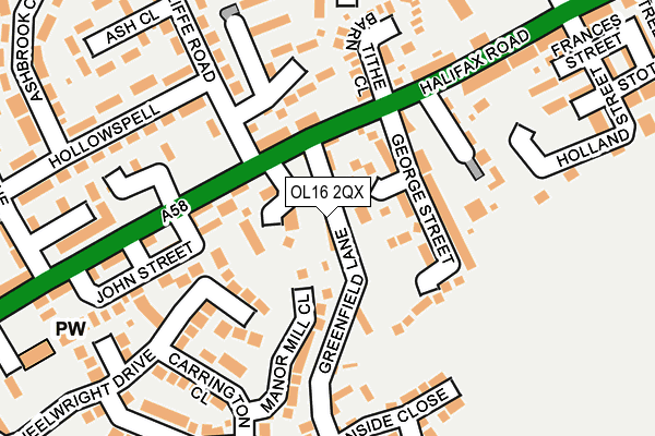 OL16 2QX map - OS OpenMap – Local (Ordnance Survey) OL16 2QX map - OS OpenMap – Local (Ordnance Survey)