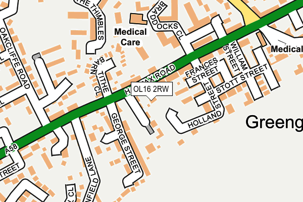OL16 2RW map - OS OpenMap – Local (Ordnance Survey) OL16 2RW map - OS OpenMap – Local (Ordnance Survey)