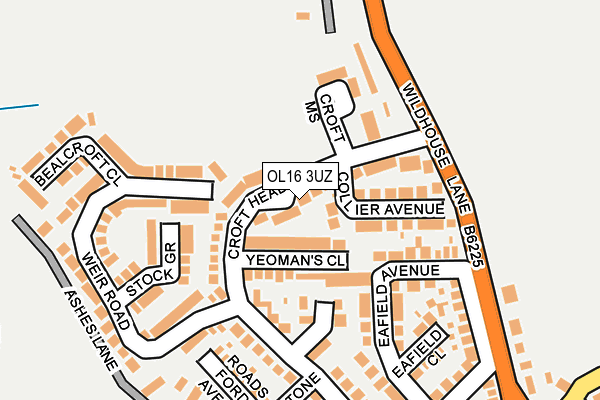 OL16 3UZ map - OS OpenMap – Local (Ordnance Survey)