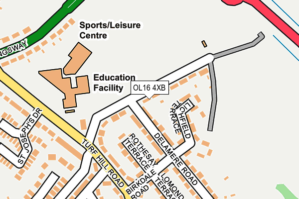 OL16 4XB map - OS OpenMap – Local (Ordnance Survey)