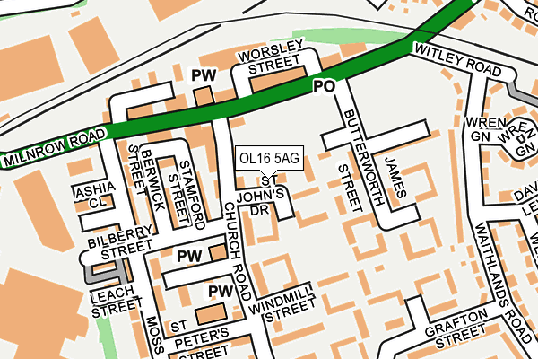 OL16 5AG map - OS OpenMap – Local (Ordnance Survey) OL16 5AG map - OS OpenMap – Local (Ordnance Survey)