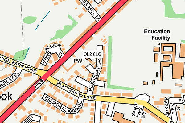 OL2 6LG map - OS OpenMap – Local (Ordnance Survey) OL2 6LG map - OS OpenMap – Local (Ordnance Survey)