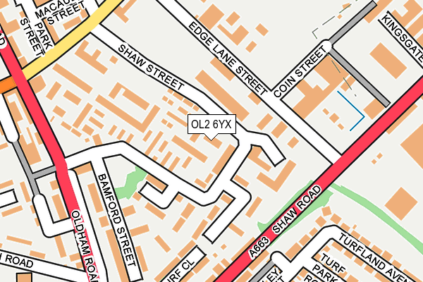 OL2 6YX map - OS OpenMap – Local (Ordnance Survey) OL2 6YX map - OS OpenMap – Local (Ordnance Survey)