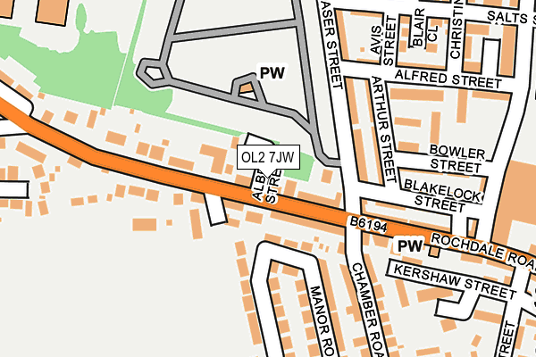 OL2 7JW map - OS OpenMap – Local (Ordnance Survey) OL2 7JW map - OS OpenMap – Local (Ordnance Survey)