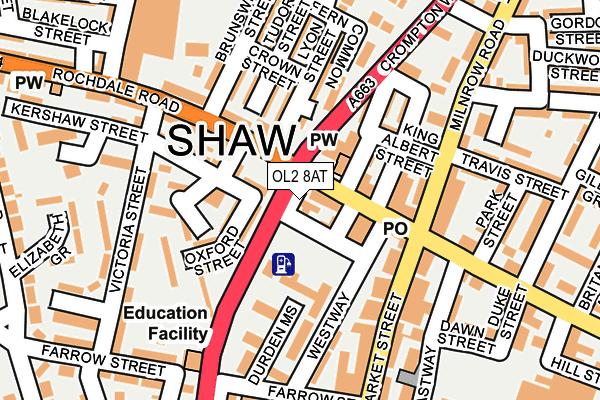 OL2 8AT map - OS OpenMap – Local (Ordnance Survey) OL2 8AT map - OS OpenMap – Local (Ordnance Survey)