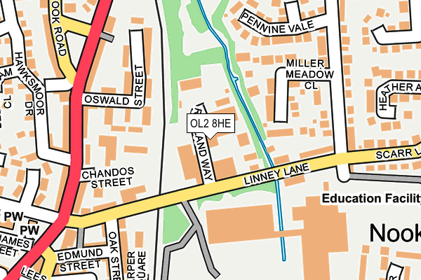 OL2 8HE map - OS OpenMap – Local (Ordnance Survey) OL2 8HE map - OS OpenMap – Local (Ordnance Survey)