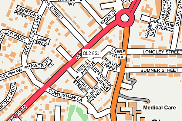 OL2 8SJ map - OS OpenMap – Local (Ordnance Survey) OL2 8SJ map - OS OpenMap – Local (Ordnance Survey)