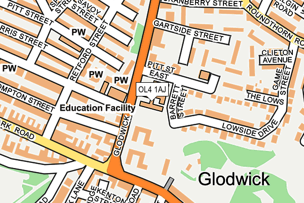 OL4 1AJ map - OS OpenMap – Local (Ordnance Survey) OL4 1AJ map - OS OpenMap – Local (Ordnance Survey)