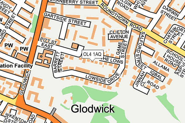 OL4 1AQ map - OS OpenMap – Local (Ordnance Survey) OL4 1AQ map - OS OpenMap – Local (Ordnance Survey)