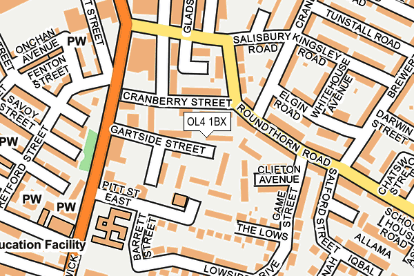 OL4 1BX map - OS OpenMap – Local (Ordnance Survey) OL4 1BX map - OS OpenMap – Local (Ordnance Survey)