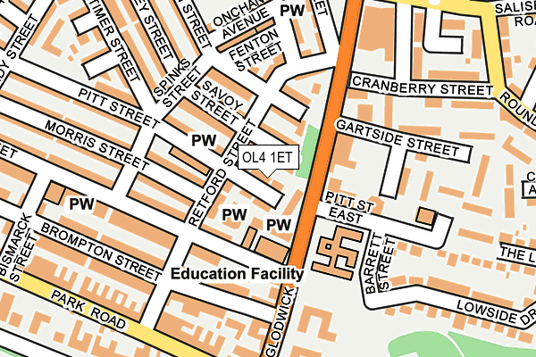 OL4 1ET map - OS OpenMap – Local (Ordnance Survey) OL4 1ET map - OS OpenMap – Local (Ordnance Survey)