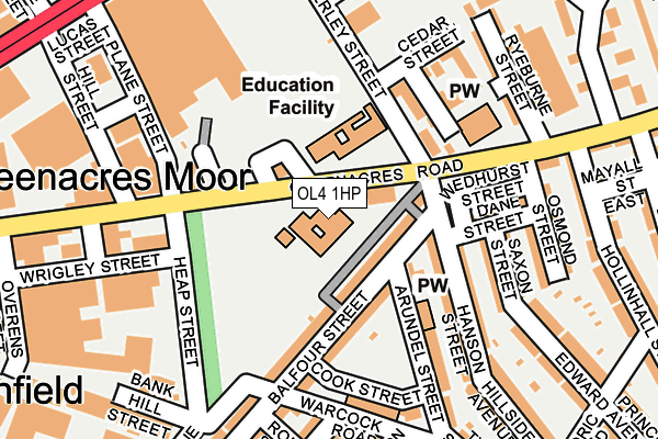 OL4 1HP map - OS OpenMap – Local (Ordnance Survey) OL4 1HP map - OS OpenMap – Local (Ordnance Survey)