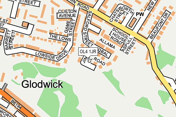 OL4 1JR map - OS OpenMap – Local (Ordnance Survey) OL4 1JR map - OS OpenMap – Local (Ordnance Survey)