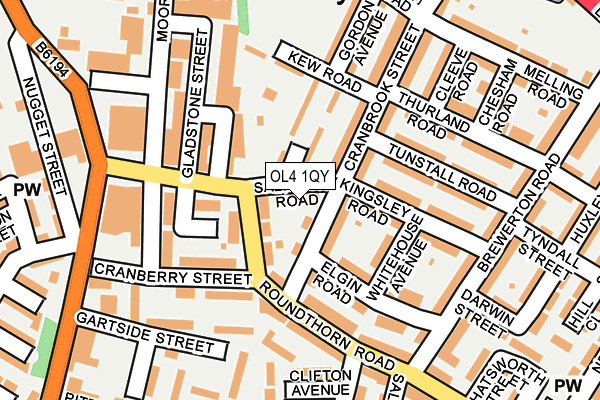 OL4 1QY map - OS OpenMap – Local (Ordnance Survey) OL4 1QY map - OS OpenMap – Local (Ordnance Survey)