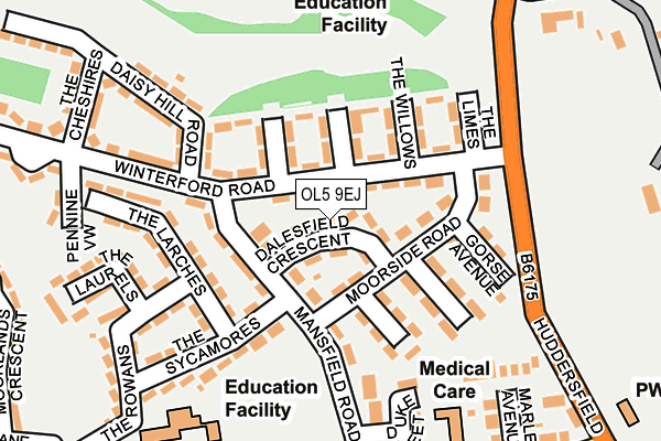OL5 9EJ map - OS OpenMap – Local (Ordnance Survey) OL5 9EJ map - OS OpenMap – Local (Ordnance Survey)