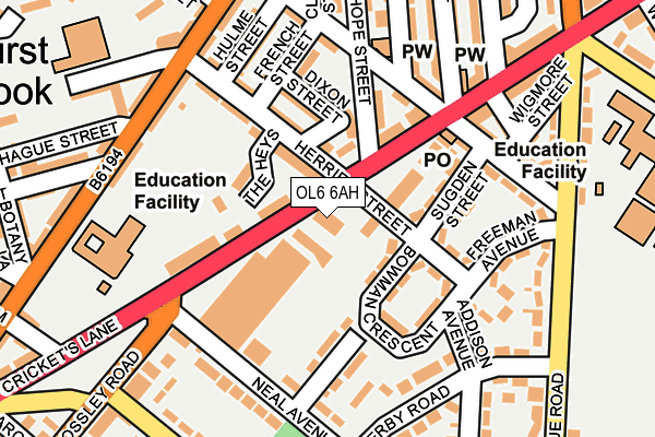 OL6 6AH map - OS OpenMap – Local (Ordnance Survey) OL6 6AH map - OS OpenMap – Local (Ordnance Survey)