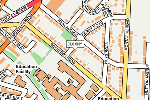 OL6 6NY map - OS OpenMap – Local (Ordnance Survey) OL6 6NY map - OS OpenMap – Local (Ordnance Survey)