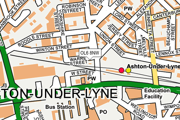 OL6 8NW map - OS OpenMap – Local (Ordnance Survey) OL6 8NW map - OS OpenMap – Local (Ordnance Survey)