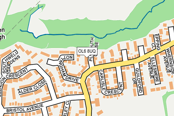 OL6 8UQ map - OS OpenMap – Local (Ordnance Survey) OL6 8UQ map - OS OpenMap – Local (Ordnance Survey)