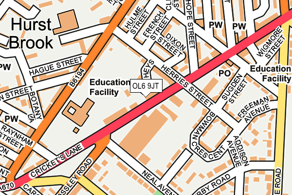 OL6 9JT map - OS OpenMap – Local (Ordnance Survey) OL6 9JT map - OS OpenMap – Local (Ordnance Survey)