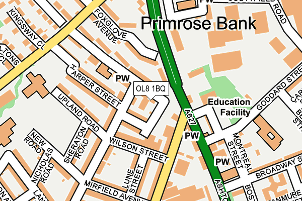 OL8 1BQ map - OS OpenMap – Local (Ordnance Survey) OL8 1BQ map - OS OpenMap – Local (Ordnance Survey)