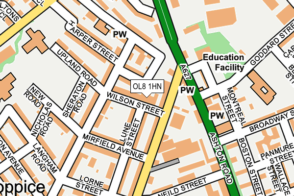 OL8 1HN map - OS OpenMap – Local (Ordnance Survey) OL8 1HN map - OS OpenMap – Local (Ordnance Survey)