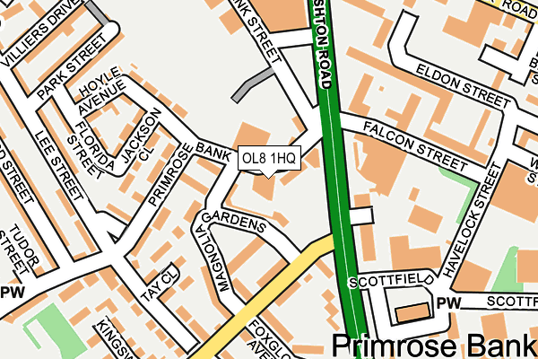 OL8 1HQ map - OS OpenMap – Local (Ordnance Survey)