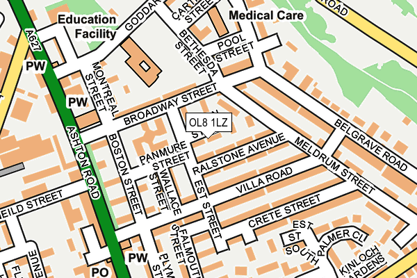 OL8 1LZ map - OS OpenMap – Local (Ordnance Survey) OL8 1LZ map - OS OpenMap – Local (Ordnance Survey)
