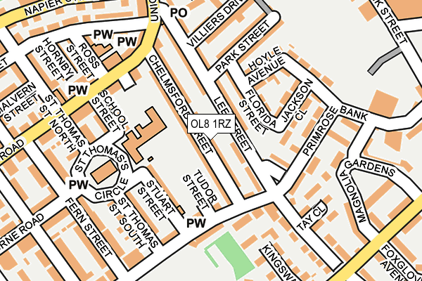 OL8 1RZ map - OS OpenMap – Local (Ordnance Survey) OL8 1RZ map - OS OpenMap – Local (Ordnance Survey)