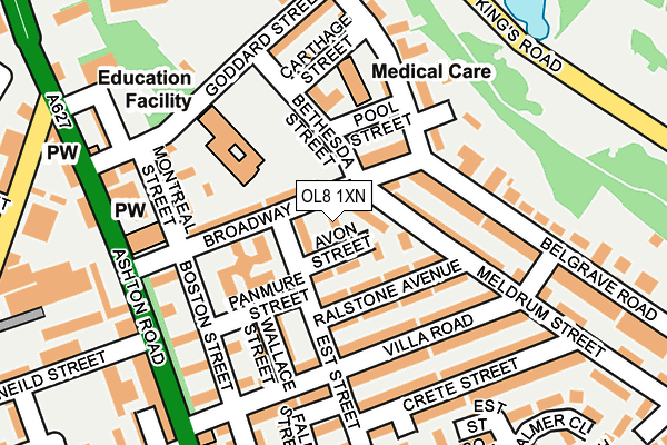 OL8 1XN map - OS OpenMap – Local (Ordnance Survey) OL8 1XN map - OS OpenMap – Local (Ordnance Survey)