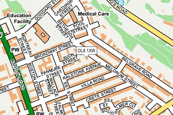OL8 1XW map - OS OpenMap – Local (Ordnance Survey) OL8 1XW map - OS OpenMap – Local (Ordnance Survey)
