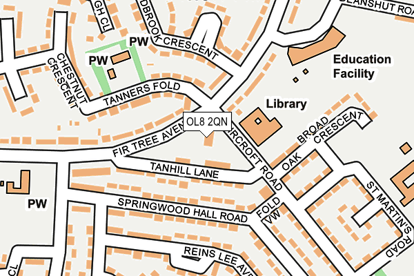 OL8 2QN map - OS OpenMap – Local (Ordnance Survey) OL8 2QN map - OS OpenMap – Local (Ordnance Survey)