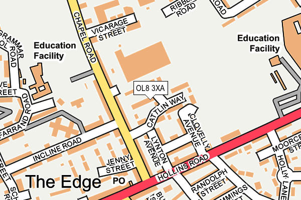 OL8 3XA map - OS OpenMap – Local (Ordnance Survey) OL8 3XA map - OS OpenMap – Local (Ordnance Survey)