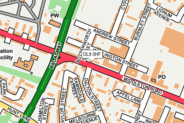 OL9 0HF map - OS OpenMap – Local (Ordnance Survey) OL9 0HF map - OS OpenMap – Local (Ordnance Survey)