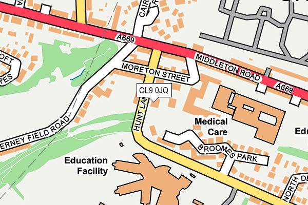 OL9 0JQ map - OS OpenMap – Local (Ordnance Survey) OL9 0JQ map - OS OpenMap – Local (Ordnance Survey)
