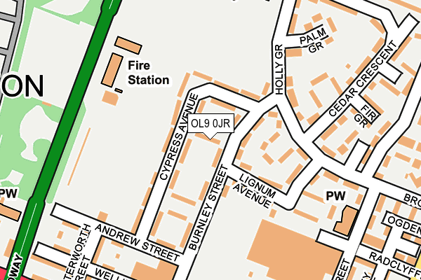 OL9 0JR map - OS OpenMap – Local (Ordnance Survey) OL9 0JR map - OS OpenMap – Local (Ordnance Survey)
